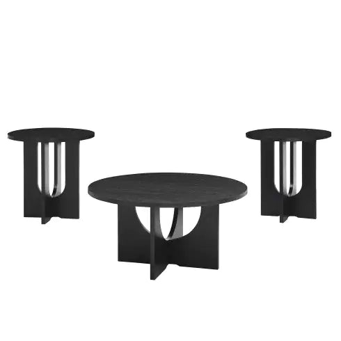 Nordic Solid-Wood Round Coffee Table – Black Oak, 36"